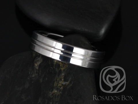 Rosados Box Isaac 6mm Tungsten Straight Pipe Double Striped Groove High Finish Band