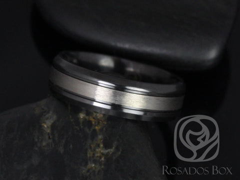 Liam 7mm Black Zirconium Beveled Edge & Double Grooved Pipe Ring