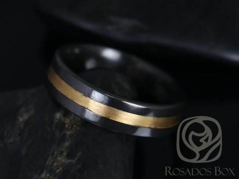 Rosados Box Marlo 6mm Black Zirconium & 14kt Rose Gold Single Stripe Pipe Band