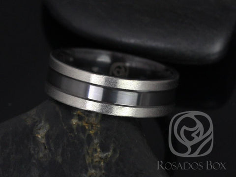 Rosados Box Parker 7mm Matte Black Zirconium Two Toned Grooved Pipe Band