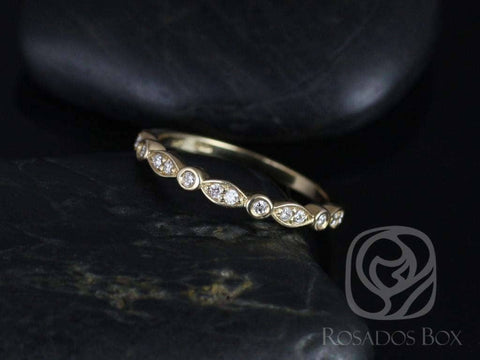 14kt Yellow Gold Ready to Ship Matching Band to Quinn Diamonds WITHOUT Milgrain Pave Art Deco HALFWAY Eternity Ring Ring