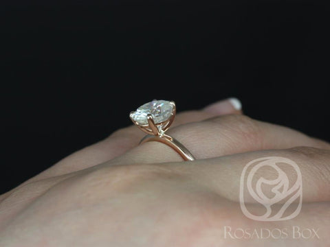 2ct Ready to Ship Dakota 9x7mm 14kt Rose Gold Forever One Moissanite Dainty Minimalist 4 Prong Oval Solitaire Engagement Ring