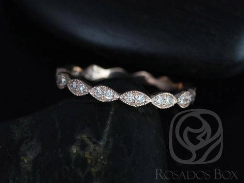 Ready to Ship Leah 14kt WHITE Gold Extra Low Leaves Diamond FULL Eternity Ring