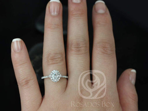 1ct Bridgette 7x5mm 14kt Moissanite Diamond Scalloped Oval Halo Ring,Scalloped Halo Engagement Ring,Art Deco Halo Ring,Unique Halo Ring