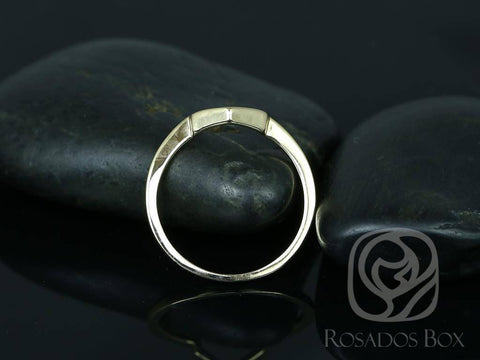 14kt Yellow Gold Matching Band to Mosaic Shadow Curved Nesting Band Ring