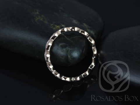 Rosados Box Ready to Ship Leah 14kt WHITE Gold Extra Low Profile Leaves Double Diamond FULL Eternity Band