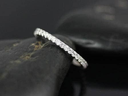 Ready to Ship Mohma (Size 6.5) 14kt White Gold Scalloped Diamonds FULL Eternity Ring
