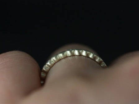Rosados Box Ready to Ship Cookie 14kt Yellow Gold Satin Finished Burnished Disk Diamond HALFWAY Eternity Band