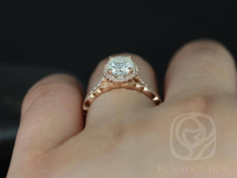 Ready to Ship Rebecca 8x6mm & Gwen 14kt YELLOW Gold 1.50cts Oval Forever One Moissanite Diamond Halo Bridal Set
