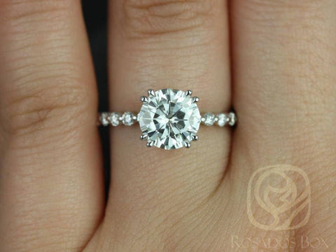 SALE 2ct Ready to Ship Naomi 8mm 14kt FB Moissanite Diamonds Round Solitaire Ring