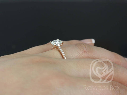 Mila 7mm 14kt Rose Gold Cushion F1- Moissanite Solitaire Diamonds Engagement Ring