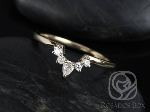 Rosados Box Ready to Ship Liza 14kt ROSE Gold Matching Band to Delia 8x6mm Diamonds Wedding Band