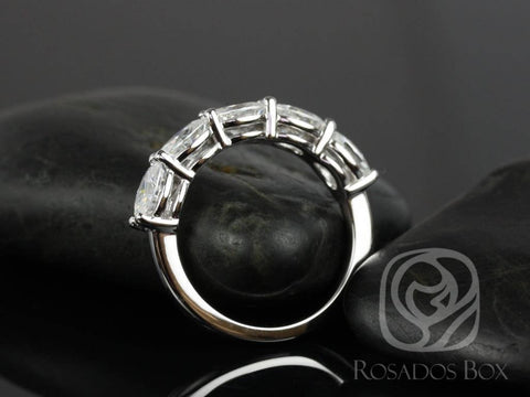 Rosados Box Ready to Ship Olla 6x4mm 14kt White Gold Oval Forever One DEF Moissanites HALFWAY Eternity Ring