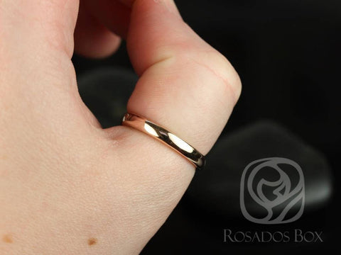Dax 3mm 14kt Rose Gold Rounded Pipe Matte or High Finish Band (Chic Classics Collection)