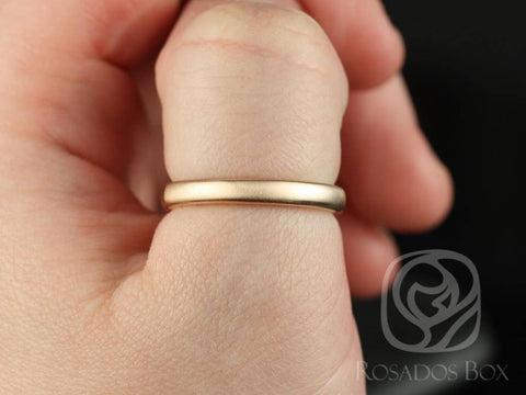 Ready to Ship Rosados Box Dax 3mm 14kt WHITE Gold Rounded Pipe Matte or High Finish Band