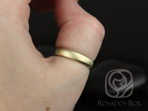 Rosados Box Steve 4mm 14kt Yellow Gold Oval Plain Non-Comfort Fit Matte or High Finish Band (Chic Classics Collection)