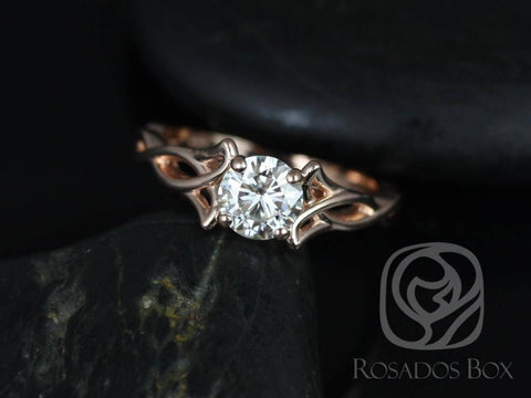 0.75cts Orla 6mm 14kt Rose Gold Moissanite Celtic Love Knot Triquetra Round Solitaire Engagement Ring