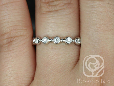 Rosados Box Ready to Ship CONFLICT FREE Macy 14kt White Gold Round Bezel & Dot Diamonds ALMOST Eternity Band