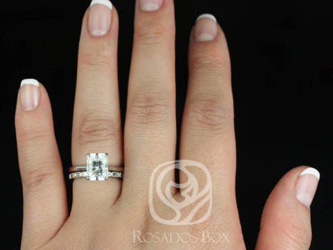 2.70ct Skinny Nancy 9x7mm & Rihani 14kt Moissanite Diamond Art Deco Radiant Bridal Set,Radiant Engagement Ring,Wedding Ring Set,Anniversary