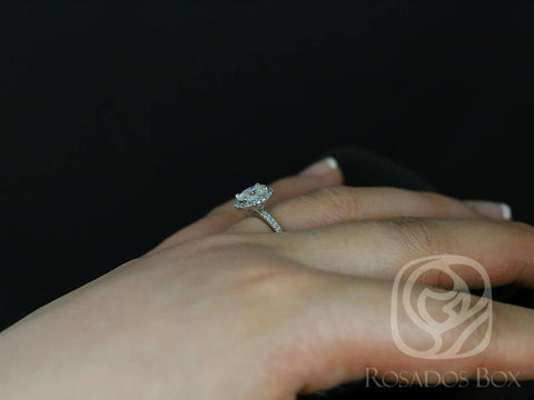 1ct Federella 7x5mm 14kt White Gold Moissanite Diamond Minimalist Dainty Pave Oval Halo Engagement Ring