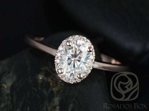 1ct Ready to Ship Celeste 7x5mm 14kt Rose Gold Oval Forever One Moissanite Diamonds Oval Halo Ring