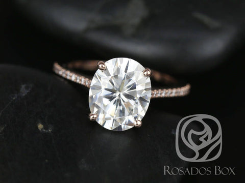4.20ct SALE Ready to Ship Blake 11x9mm 14kt Rose Gold FB Moissanite Diamond Oval Solitaire Ring