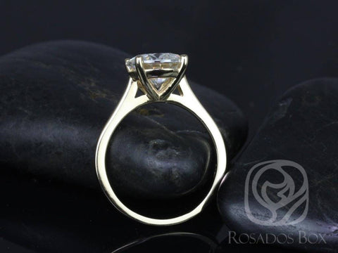 2.70ct SALE Ready to Ship Esther 9mm 14kt Gold Moissanite Ultra Dainty Minimalist Round Solitaire Ring