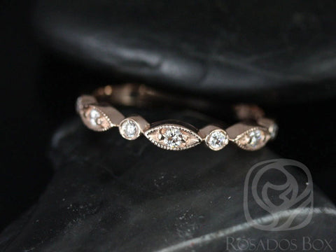 Rosados Box Ready to Ship Original Gwen 14kt Rose Gold Vintage Style Diamond ALMOST Eternity Band