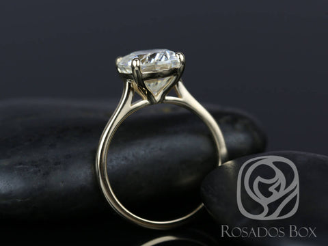 SALE Rosados Box Ready to Ship Suzy 11x9mm 14kt Yellow Gold Oval FB Moissanite Thin Skinny Engagement Ring