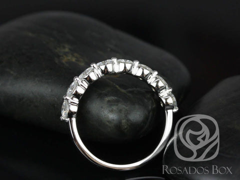 DIAMOND FREE Naomi 3.5mm 14kt White Gold Forever One Moissanite Dainty Single Prong Floating HALFWAY Eternity Ring Ring