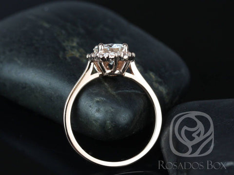 1.25ct Eluma 7mm 14kt Gold Moissanite Diamonds Scalloped Graduated Unique Halo Ring