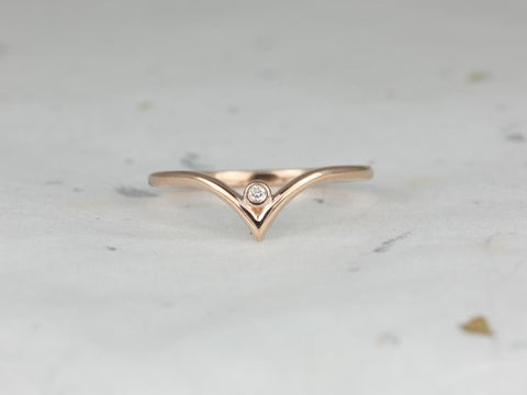 Ready to Ship Sloane 14kt Rose Gold Dainty Chevron Bezel Diamond Stacking V Ring,Nesting Ring,Gift For Her