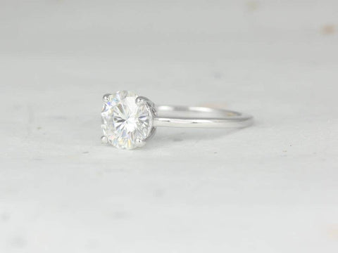 2ct Dixie 8mm 14kt White Gold Moissanite Round Solitaire Engagement Ring
