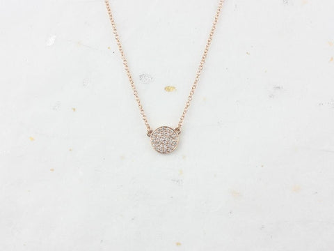 Ready to Ship Diskco 7mm 14kt ROSE Gold Diamond Dainty Disk Necklace