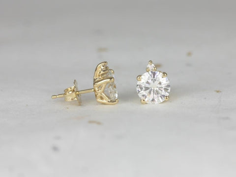 2.50ct Ready to Ship Nicole 14kt Gold 7mm Forever One Moissanite Diamond Stud Earrings,Two Stone Earrings,Anniversary Gift,Minimalist Studs