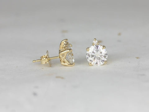 2.50cts Nicole 14kt Gold Moissanite Diamond Stud Earrings,Two Stone Studs,Diamond Earrings,Minimalist Studs,Birthday Gift,Anniversary Gift