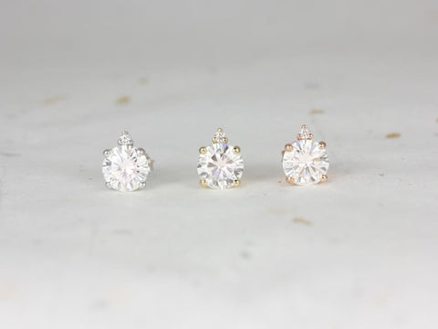 2.50ct Ready to Ship Nicole 14kt WHITE Gold 7mm Moissanite Diamond Stud Earrings,Minimalist Earrings,Two Stone Studs,Anniversary Gift