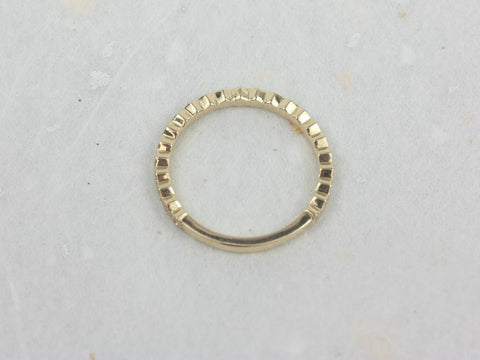 Ultra Petite Honore 14kt Gold Hexagon WITH Milgrain Diamond ALMOST Eternity Ring