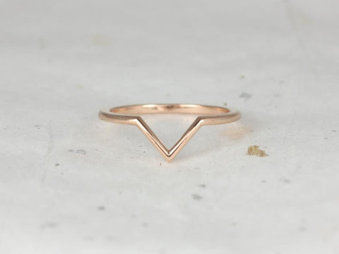 Skinny PLAIN Venus 14kt Gold Dainty Thin V Ring Chevron Diamond Stacking Ring,Nesting Ring