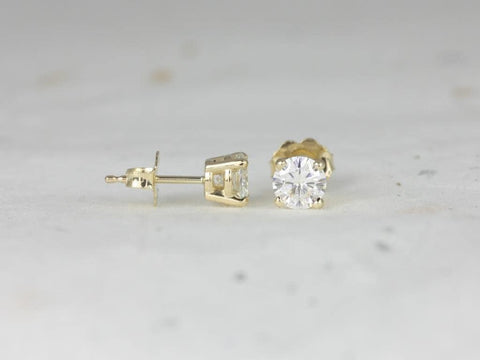 0.50ct Ready to Ship 4mm Moissanite Classic Studs 14kt ROSE Gold 4-Prong Earrings (Basics Collection)