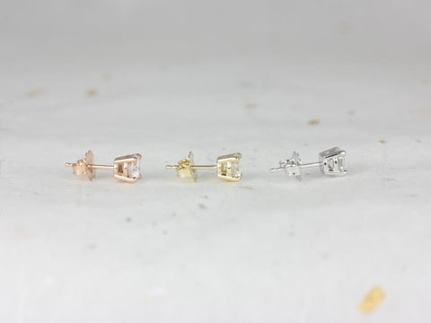 0.50ct Ready to Ship 4mm Moissanite Classic Studs 14kt ROSE Gold 4-Prong Earrings (Basics Collection)