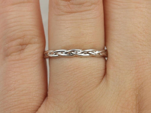 Skinny Prudence 14kt White Gold Braided Weave HALFWAY Eternity Ring
