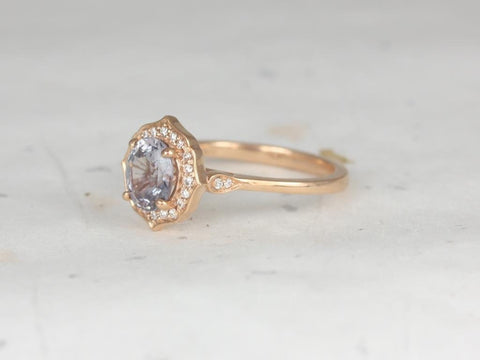 1.51ct Ready to Ship Mae 14kt Rose Gold Oval Icy Lavender Sapphire Diamond Unique Oval Halo Ring