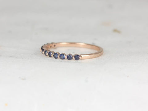 Petite Naomi 14kt Rainbow Blue Black Grey Pink Sapphire HALFWAY Eternity Ring,Minimalist Ring,September Birthstone,Push Present,Anniversary