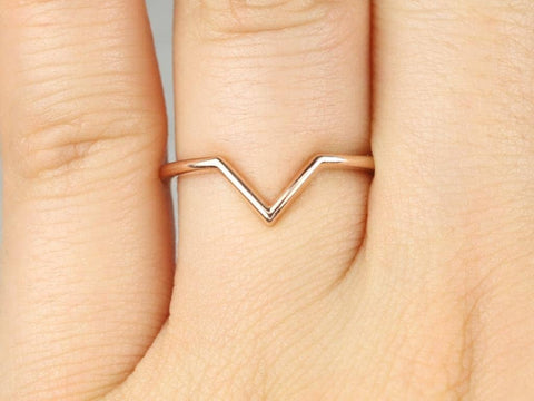 Ready to Ship Skinny PLAIN Venus 14kt YELLOW Gold Dainty V Ring Chevron Stacking Ring,Nesting Ring,Stackables,Unique Ring,Feminist Gift