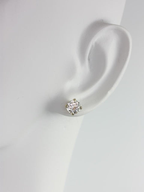 Ready to Ship 4mm Moissanite Classic Studs 14kt ROSE Gold 4-Prong Earrings (Basics Collection)