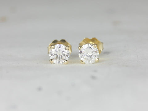 Moissanite Classic Studs 14kt Gold 4-Prong Earrings (Basics Collection)