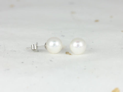 Rosados Box Ready to Ship Cultured Pearl Akoya 14kt White Gold Classic Stud Earrings (Basics Collection)