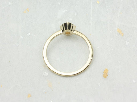 14kt YELLOW Gold Ready to Ship Leanne 5x3mm Oval Opal Unique Bezel WITHOUT Milgrain Scalloped Ring (S.L.A.Y. Collection)