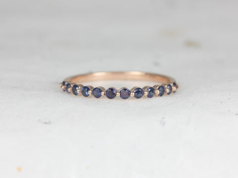 Petite Naomi 14kt Rainbow Blue Black Grey Pink Sapphire HALFWAY Eternity Ring,Minimalist Ring,September Birthstone,Push Present,Anniversary